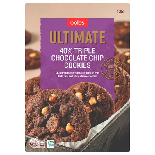 Coles Triple chocolate chip Cookies 400g