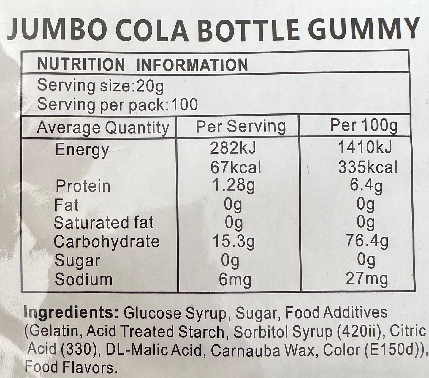 Jumbo Cola Bottles