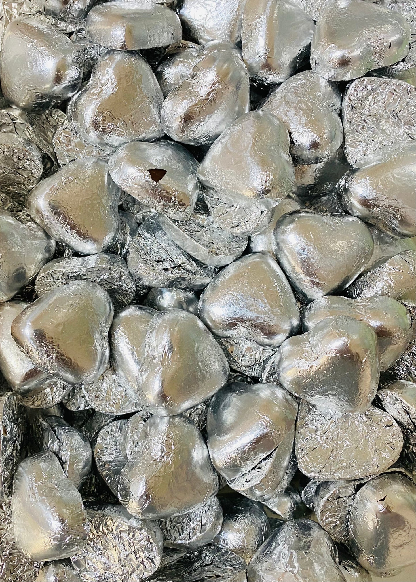 Silver Wrapped Chocolate Hearts